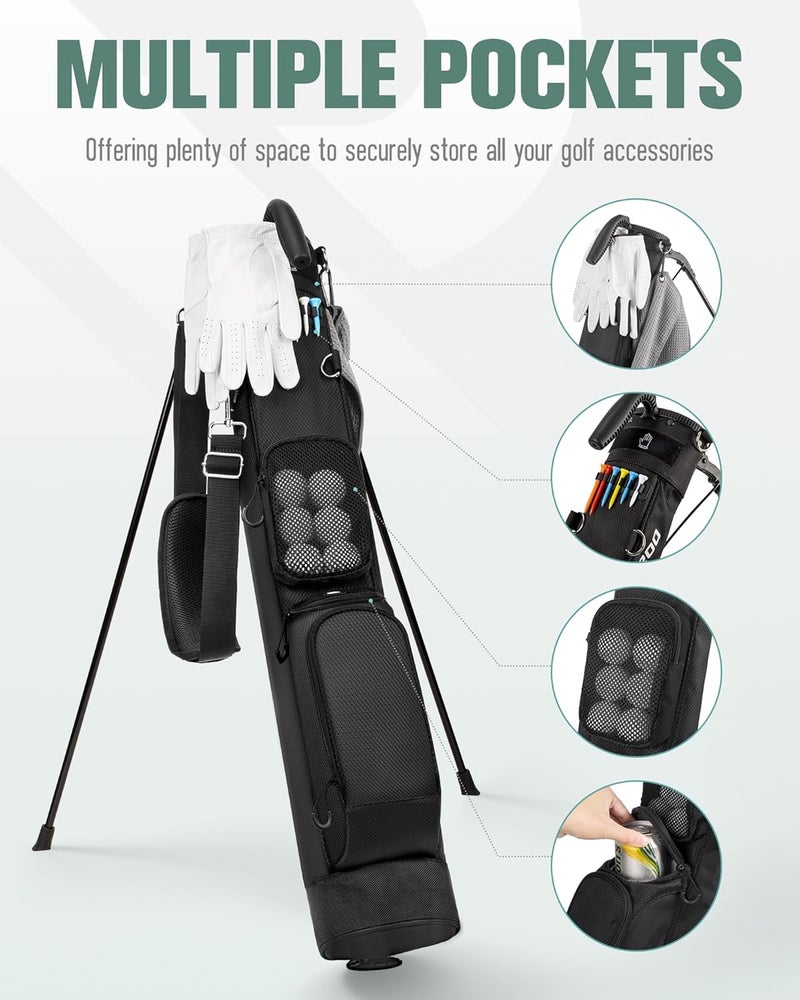 RIOROO Golf Stand Bag, Lightweight Par 3 Golf Bag Holds Up to 7 Clubs with Two Way Dividers Cooler Pocket Shoulder Strap and Multiple Storage Pockets for Men and Women - Image 3